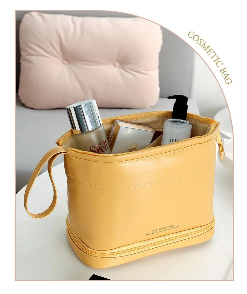 Large Capacity Giant Can Hold Double Layer Cosmetic Bag Women Portable Cosmetics Storage Box Bag