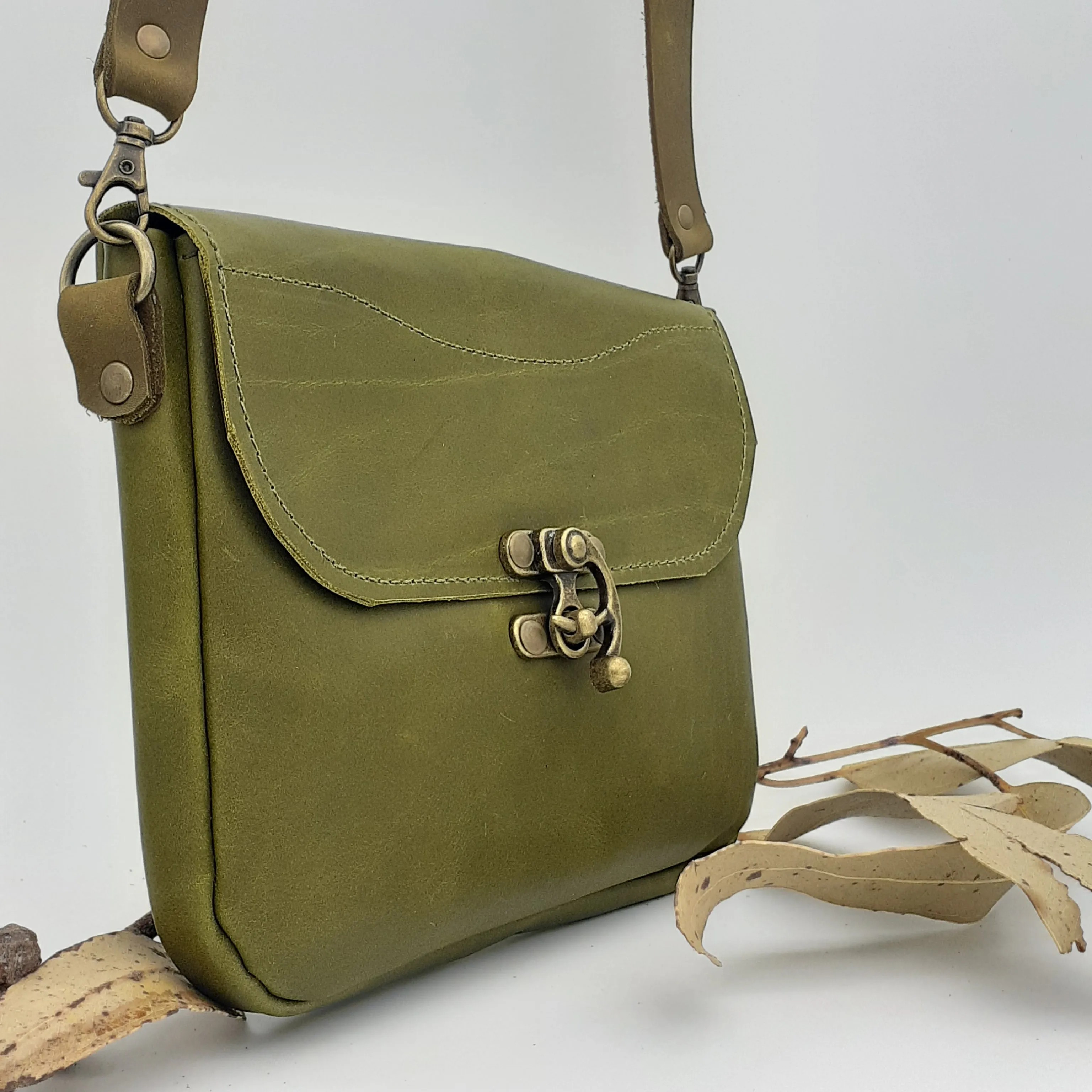 Leather Brass Clasp Bag