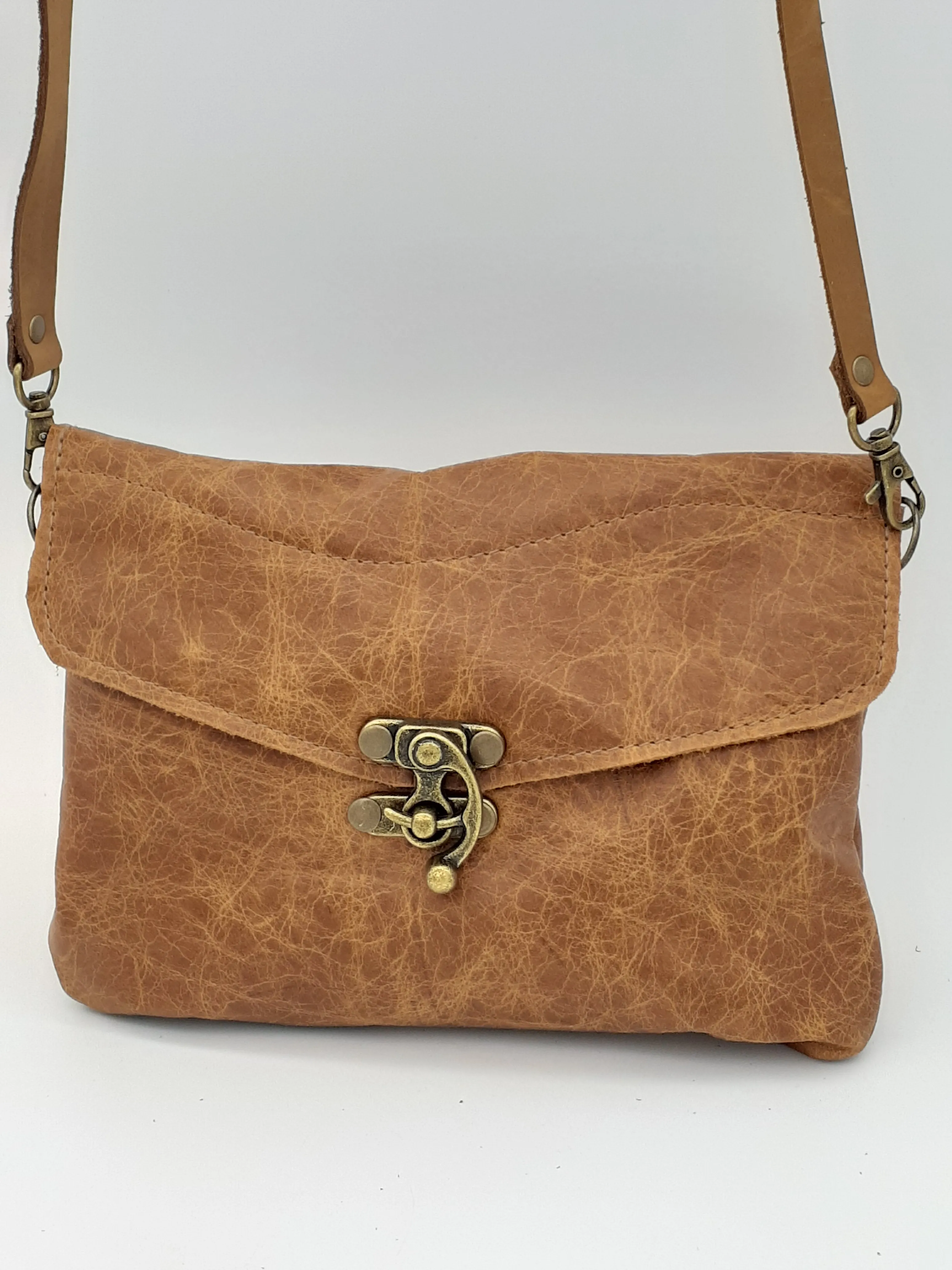 Leather Brass Clasp Bag