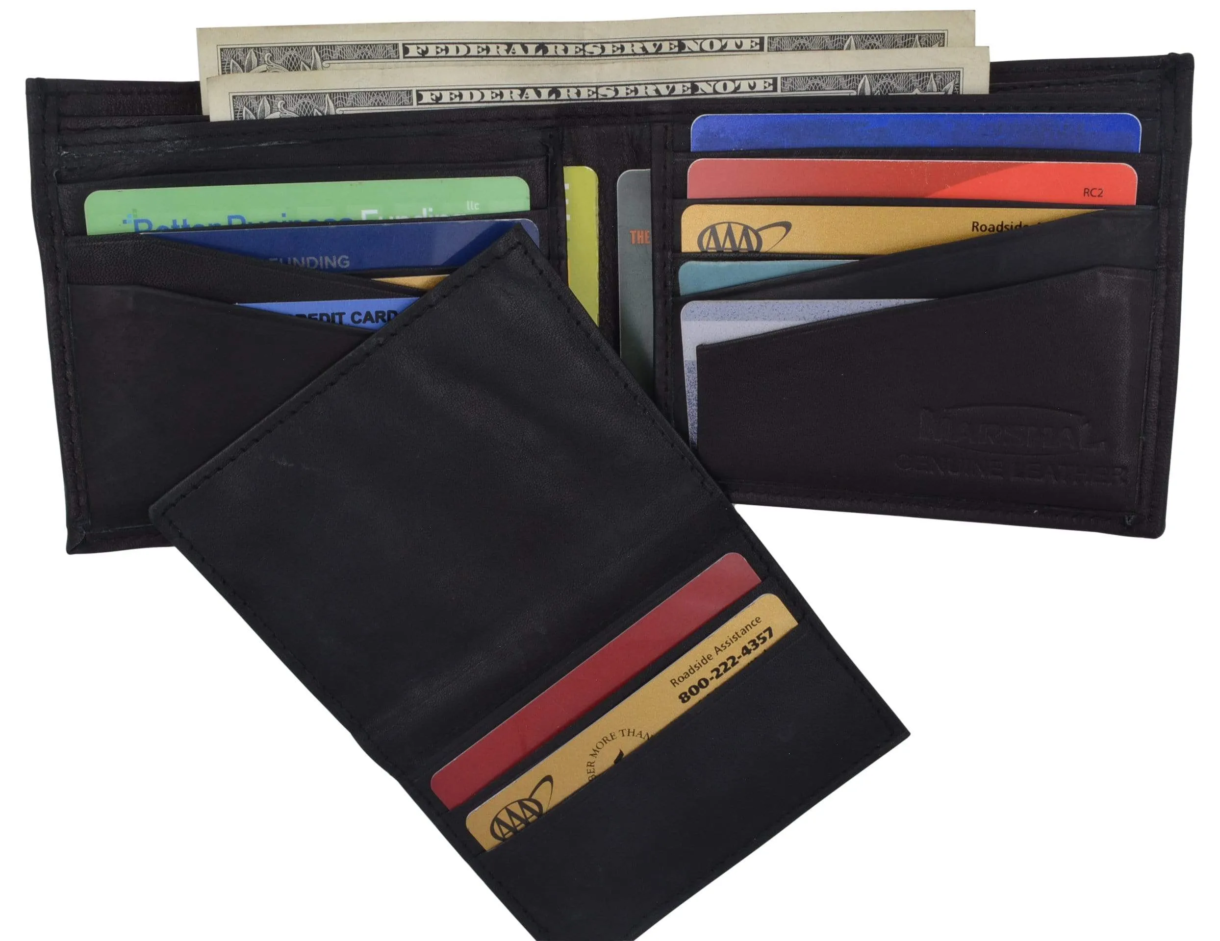 Leather Men Bifold Wallet Removable ID Case Hidden Compartment 589 CF