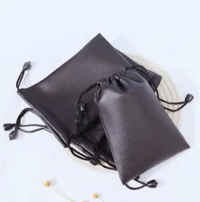 Leather Storage Bag Leather Drawstring Bag Waterproof Storage Bag 20*25cm