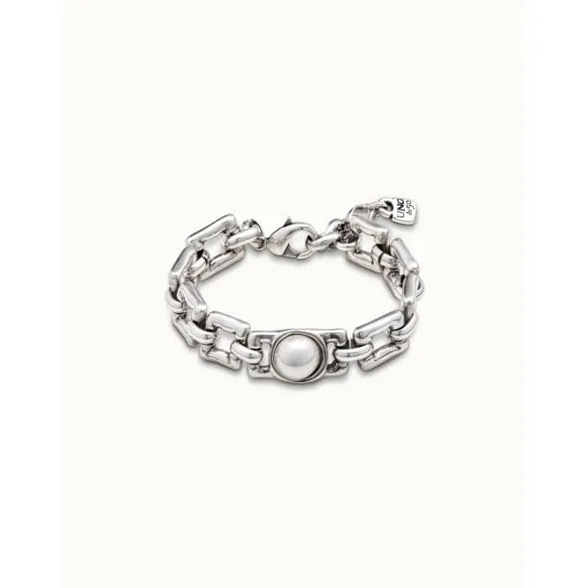 Linda White Metal Pearl Shell Bracelet