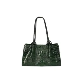 Luxury Alligator Cow Leather Casual Tote Handbag