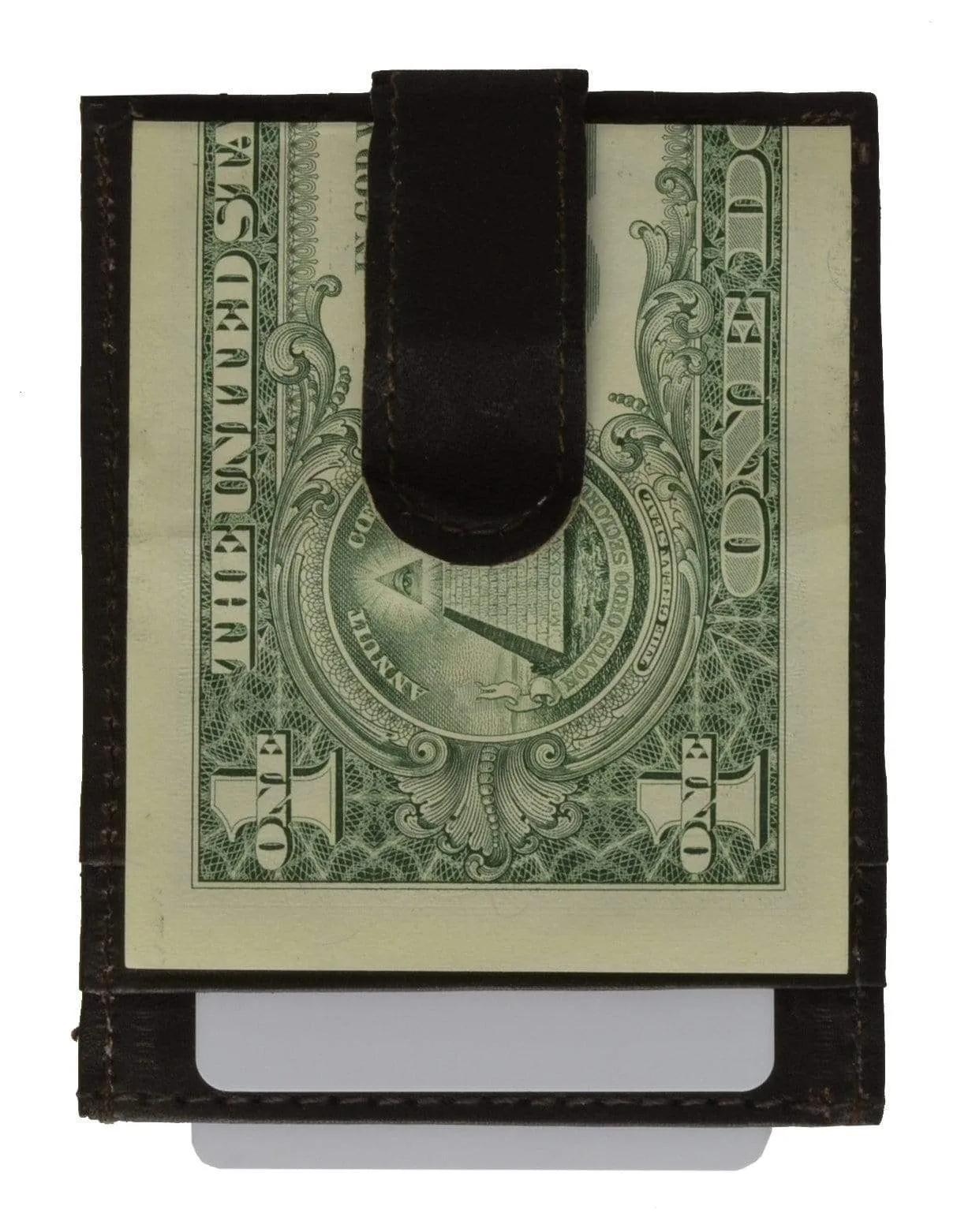 Mens Genuine Leather Money Clip Business Credit Card ID Case 462 (C)