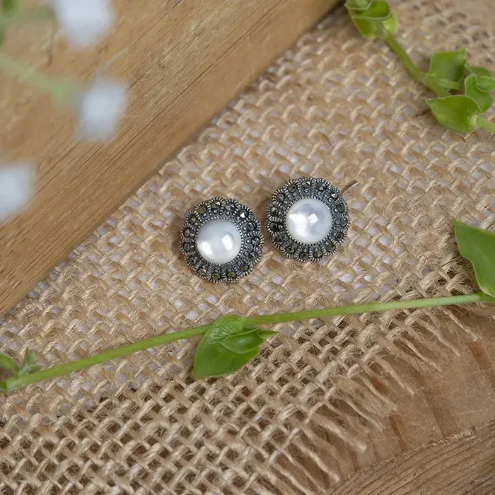 Midnight Moon Silver Oxidised Stud