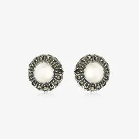 Midnight Moon Silver Oxidised Stud