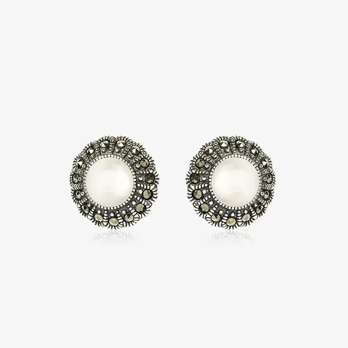 Midnight Moon Silver Oxidised Stud