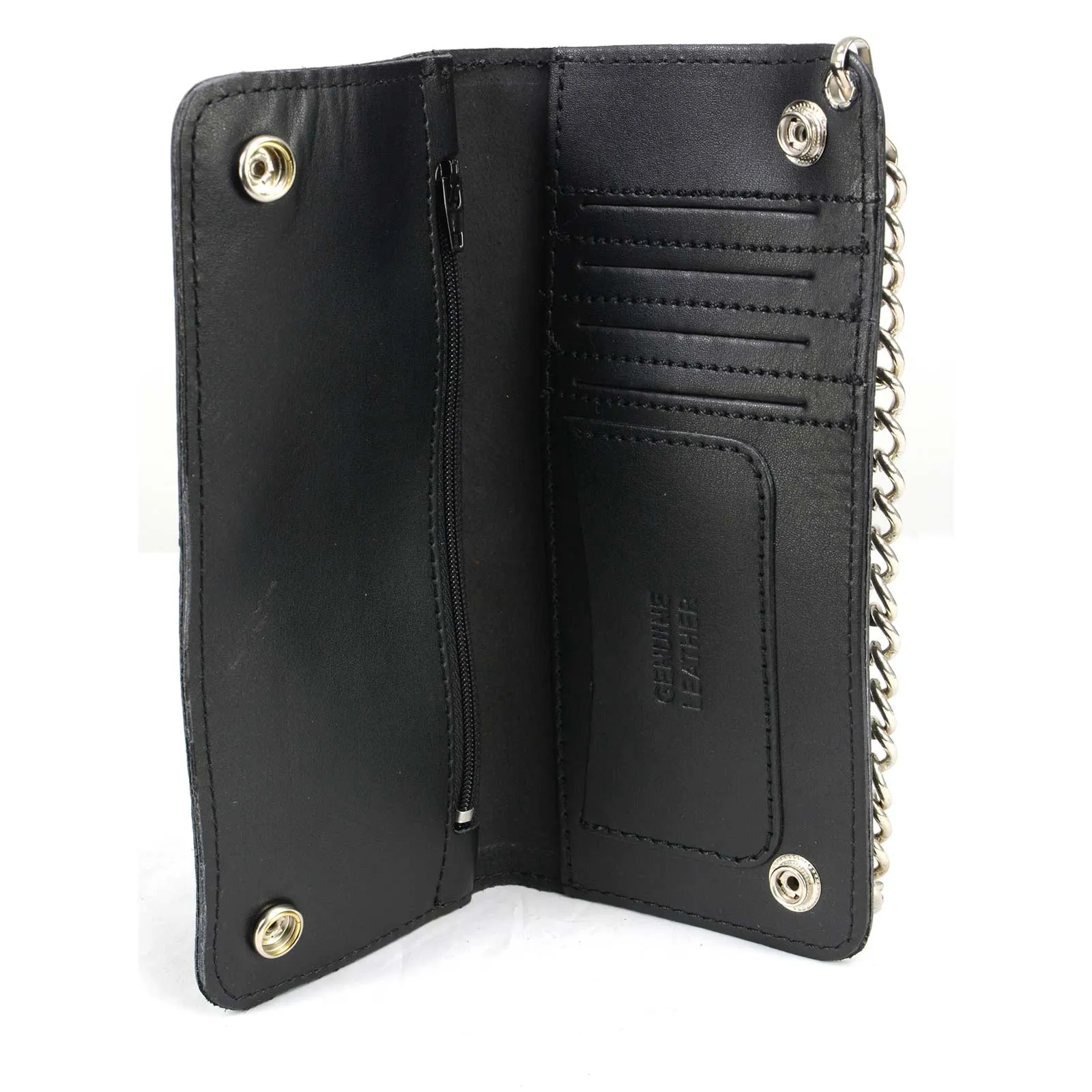 Milwaukee Leather MLW7806 Men's 8” Leather Long Bi-Fold Biker Wallet