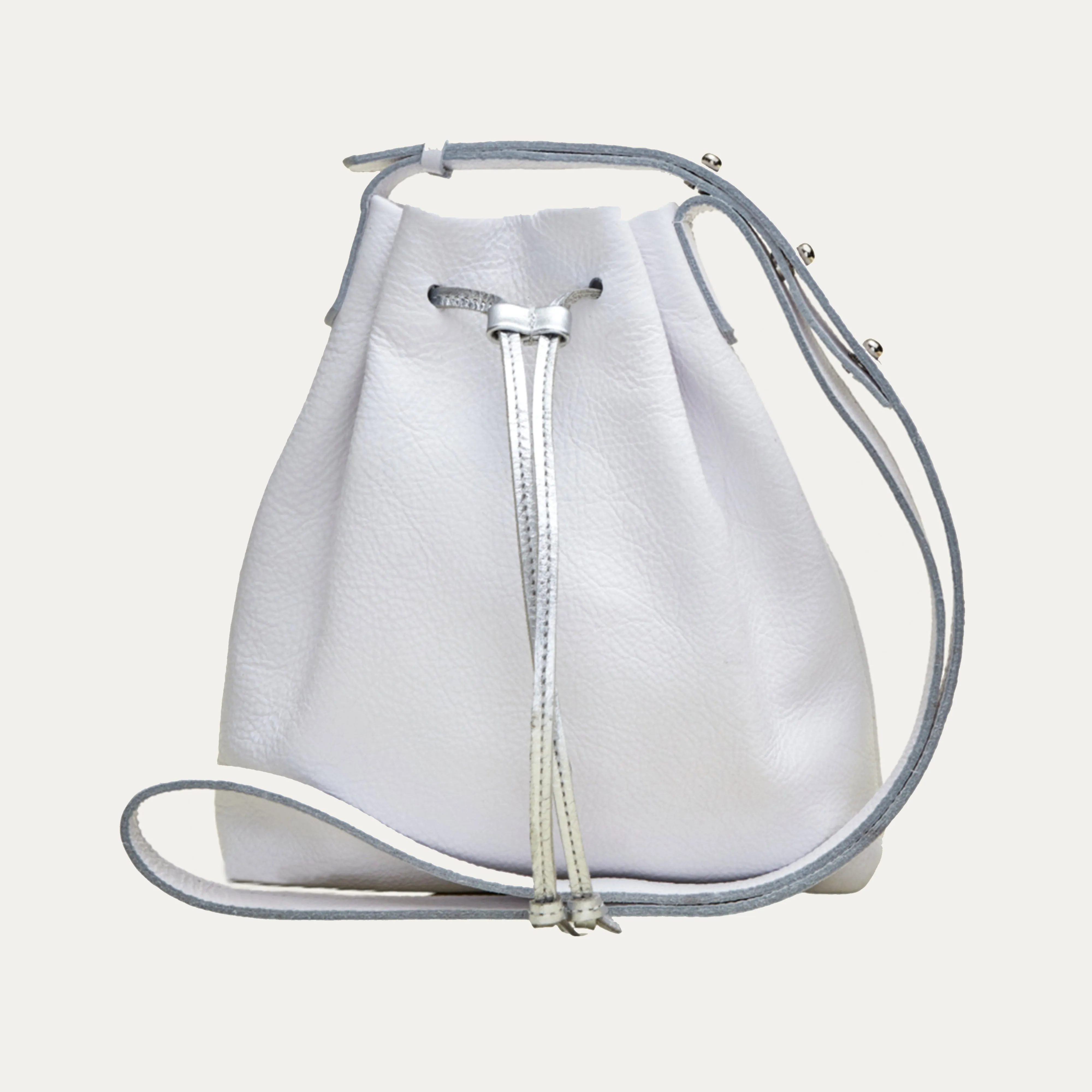 Mini Crossbody Tote | White Leather   Silver Hardware