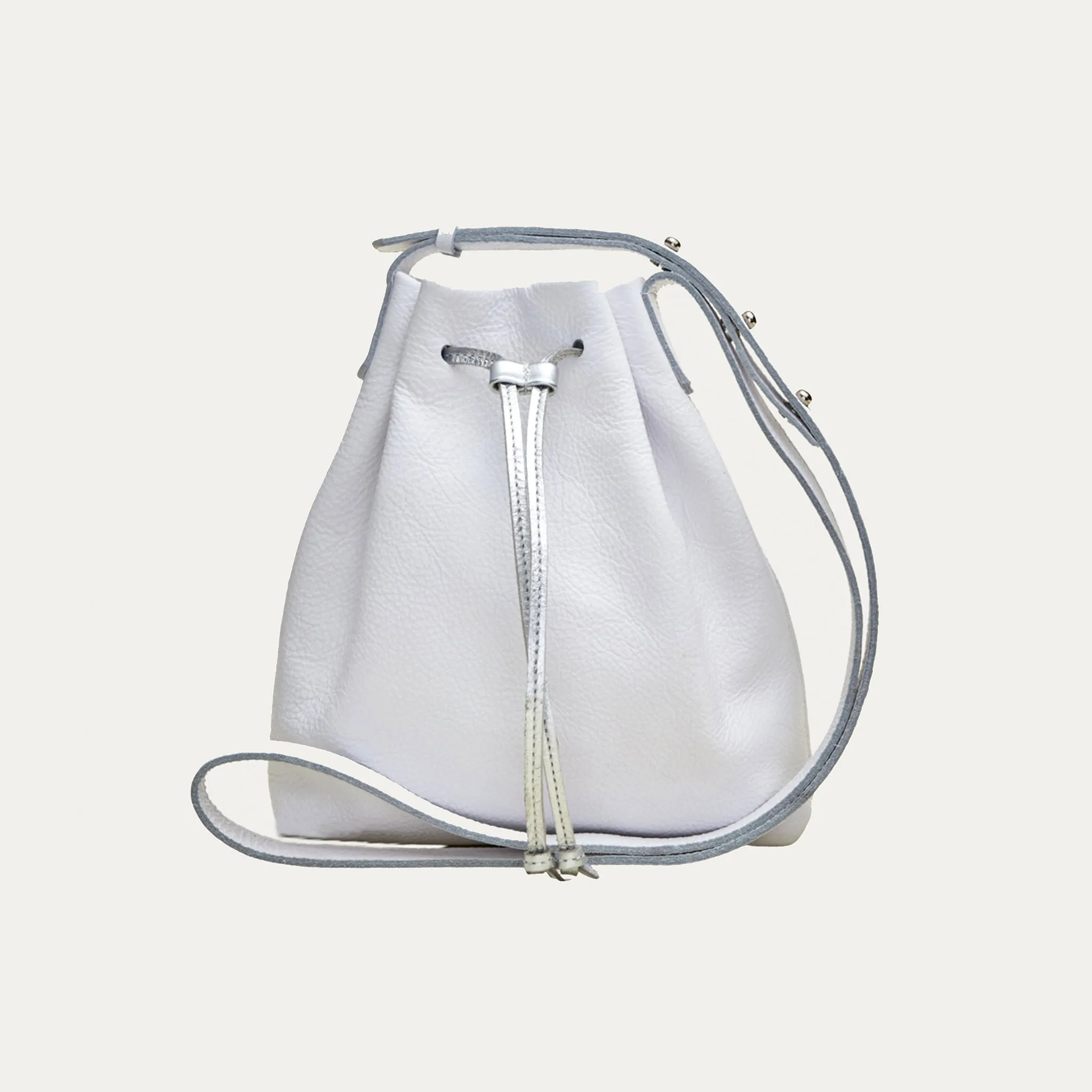 Mini Crossbody Tote | White Leather   Silver Hardware