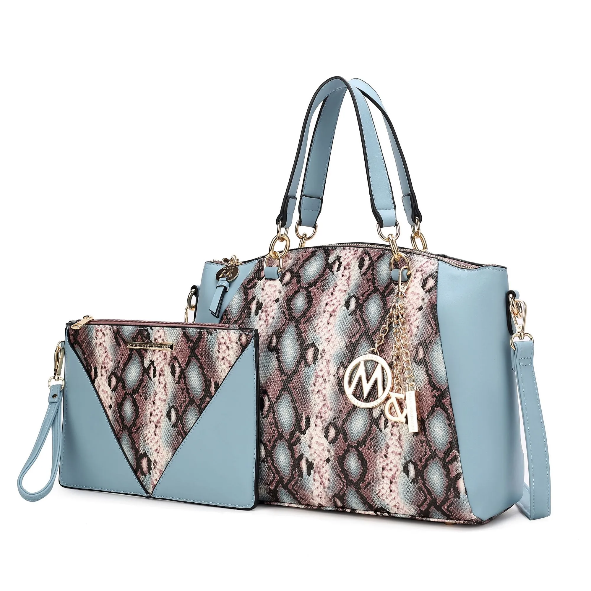 MKF Collection Addison Snake Embossed Women Tote Bag with matching Wristlet by Mia k