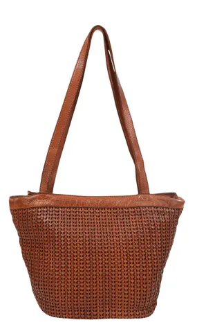 Modapelle Vintage Leather Shoulder/Tote Bag in Tan