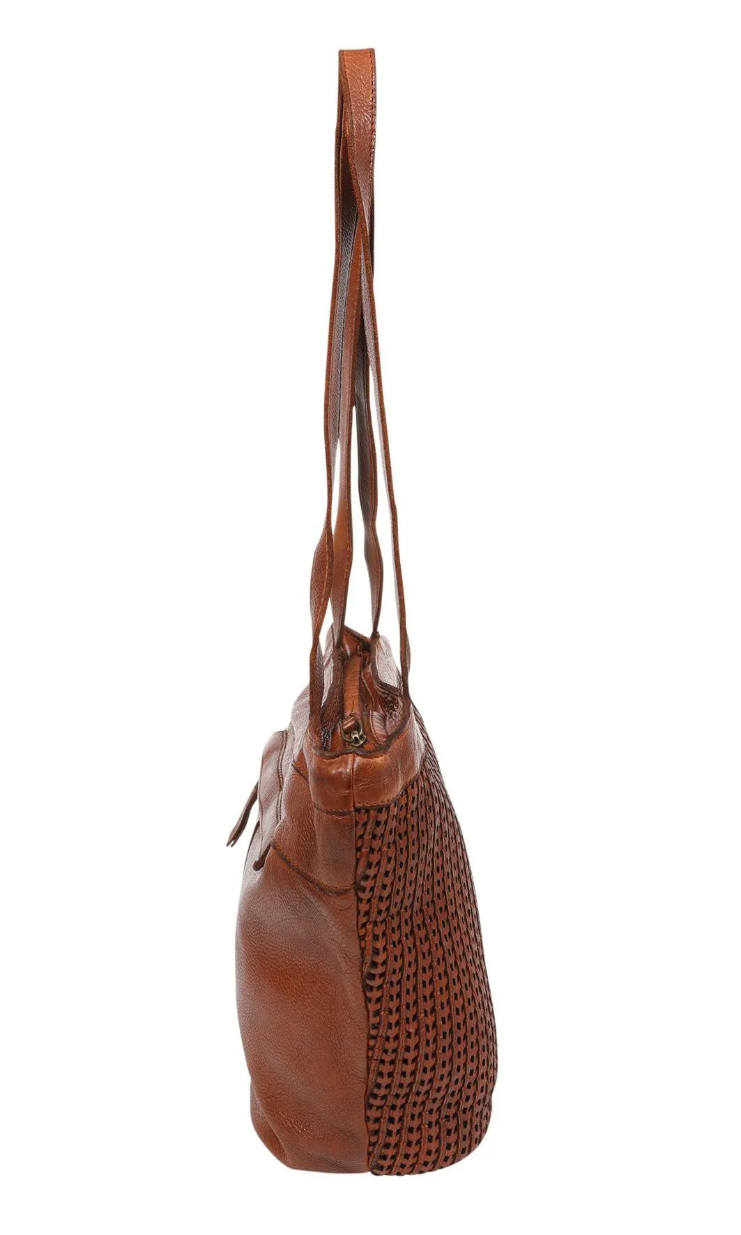 Modapelle Vintage Leather Shoulder/Tote Bag in Tan