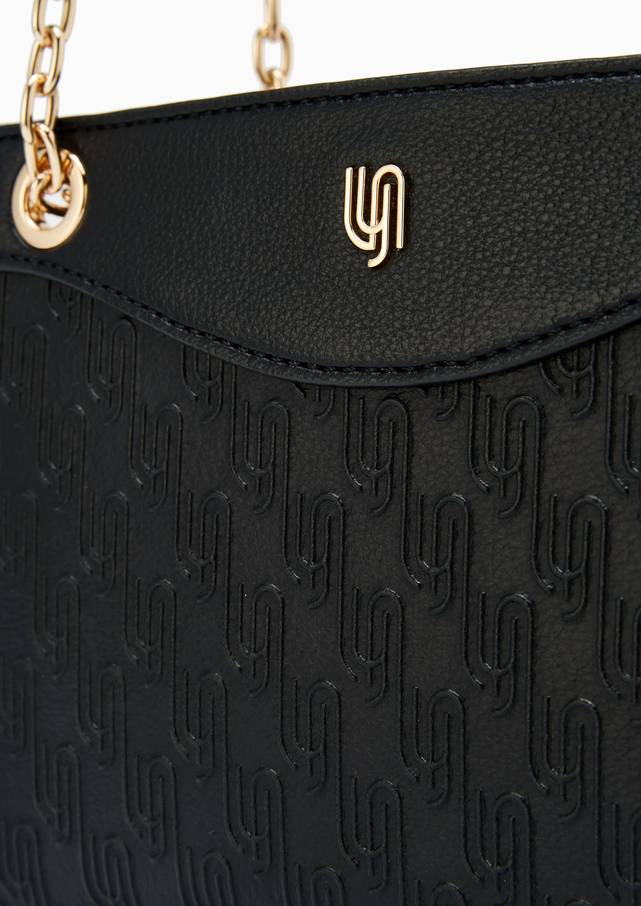 Monica Infinite Embossed S Shoulder Bag - Black