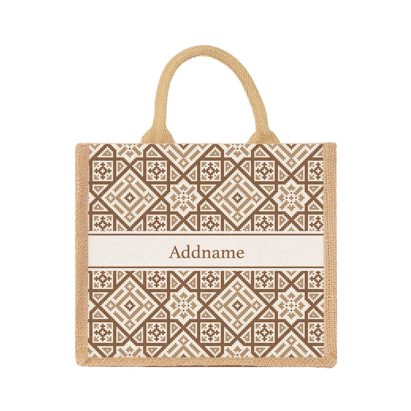 Moroccan & Mosaic Series Medium Jute Tote Bag [FREE Custom Add Name]