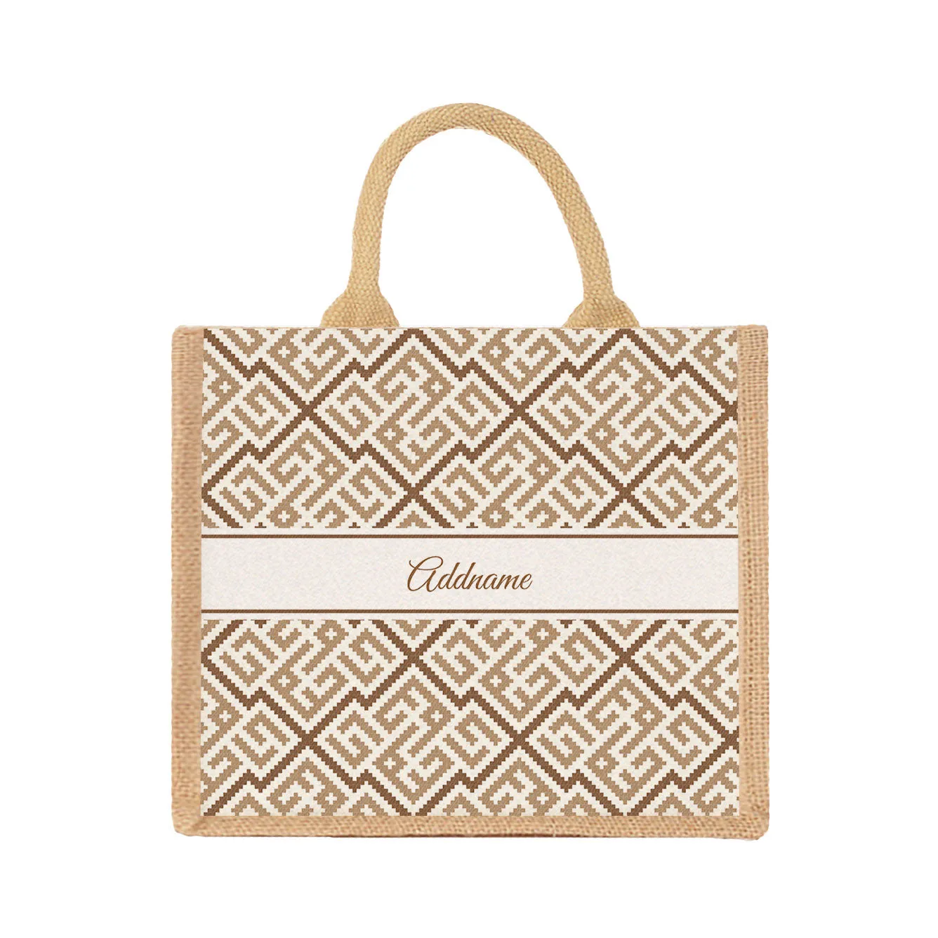 Moroccan & Mosaic Series Medium Jute Tote Bag [FREE Custom Add Name]