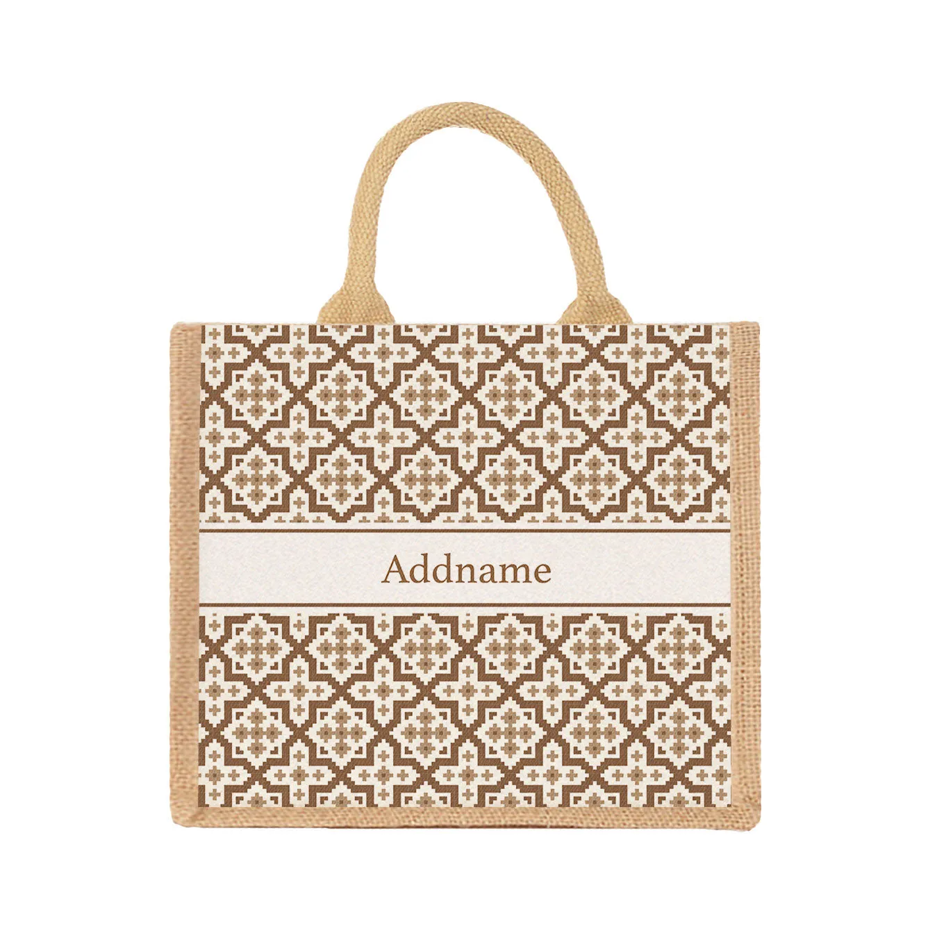 Moroccan & Mosaic Series Medium Jute Tote Bag [FREE Custom Add Name]