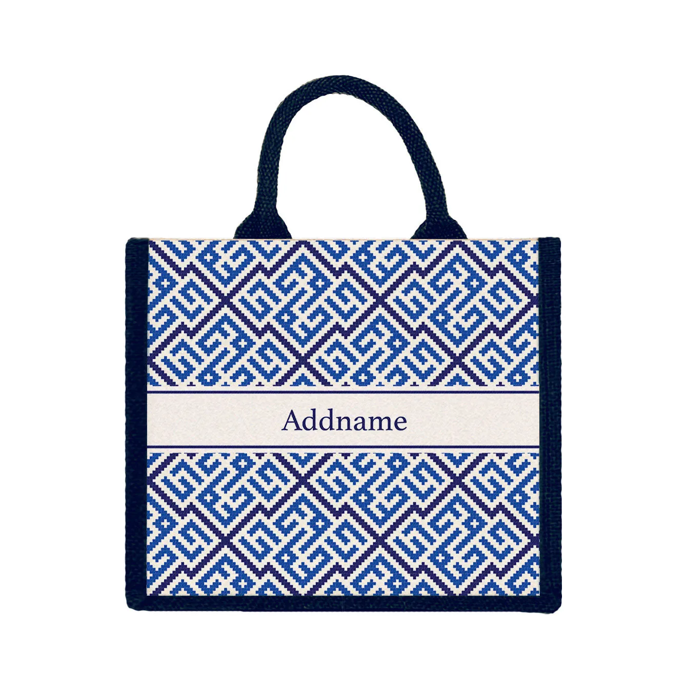 Moroccan & Mosaic Series Medium Jute Tote Bag [FREE Custom Add Name]