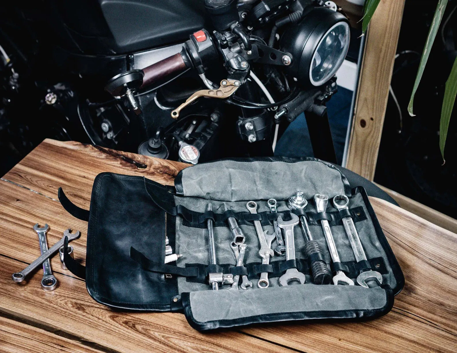 Motorcycle Tool Roll - Waxed Canvas & Genuine Leather | Handcrafted