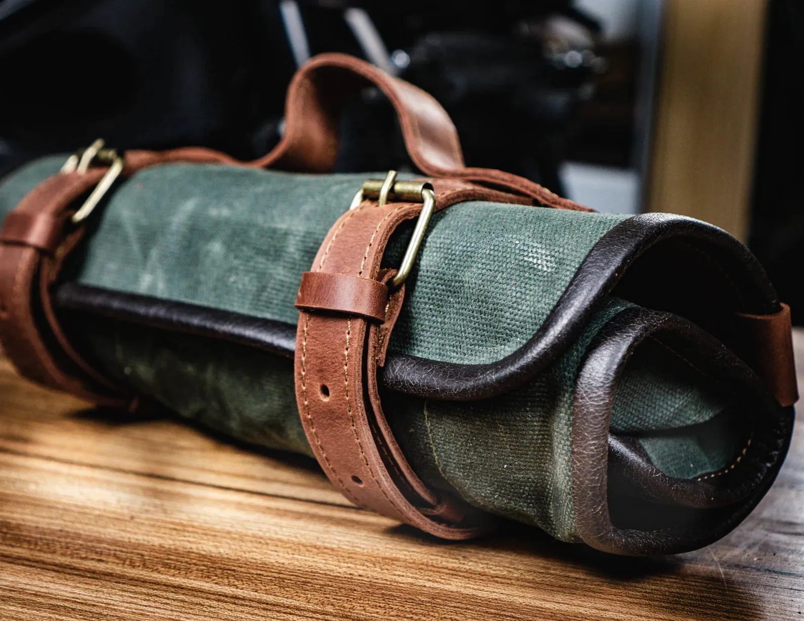 Motorcycle Tool Roll - Waxed Canvas & Genuine Leather | Handcrafted