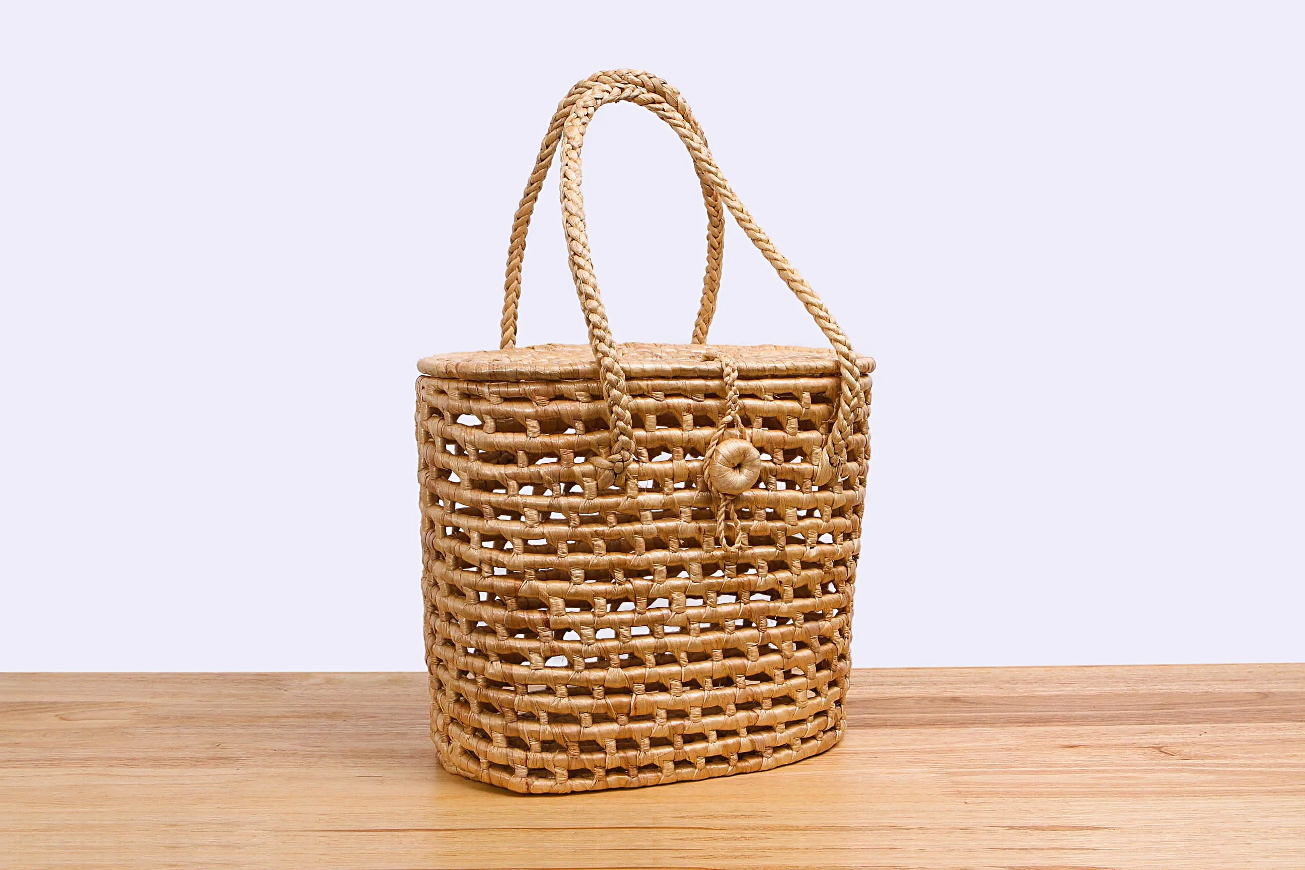 Natural straw mini container (tall)