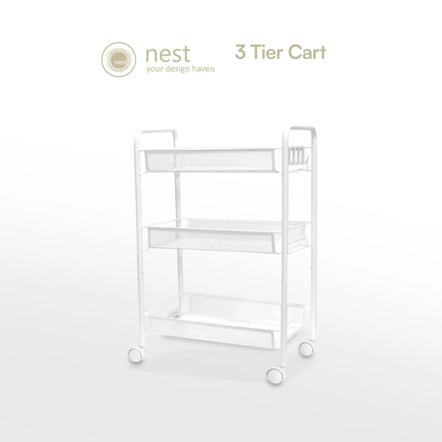 NEST DESIGN LAB 3 Multi-Tier Narrow Kitchen Storage Trolley Cart