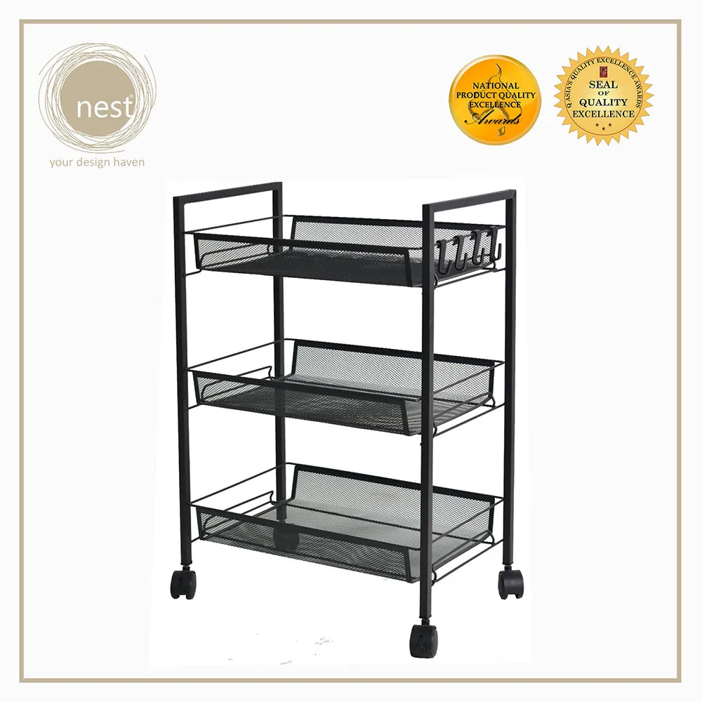 NEST DESIGN LAB 3 Multi-Tier Narrow Kitchen Storage Trolley Cart