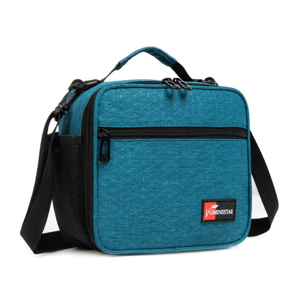 (NET) Blue Insulated Lunch Bag For With Shoulder Strap