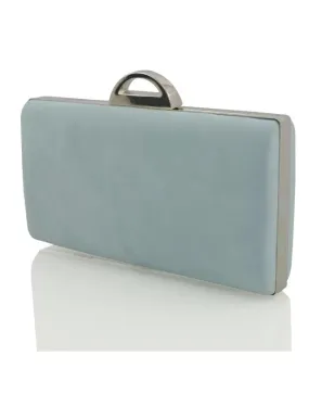 NEVE EVENING PURSE DETACHABLE SHOULDER STRAP CLUTCH BAG IN PASTEL BLUE FAUX SUEDE