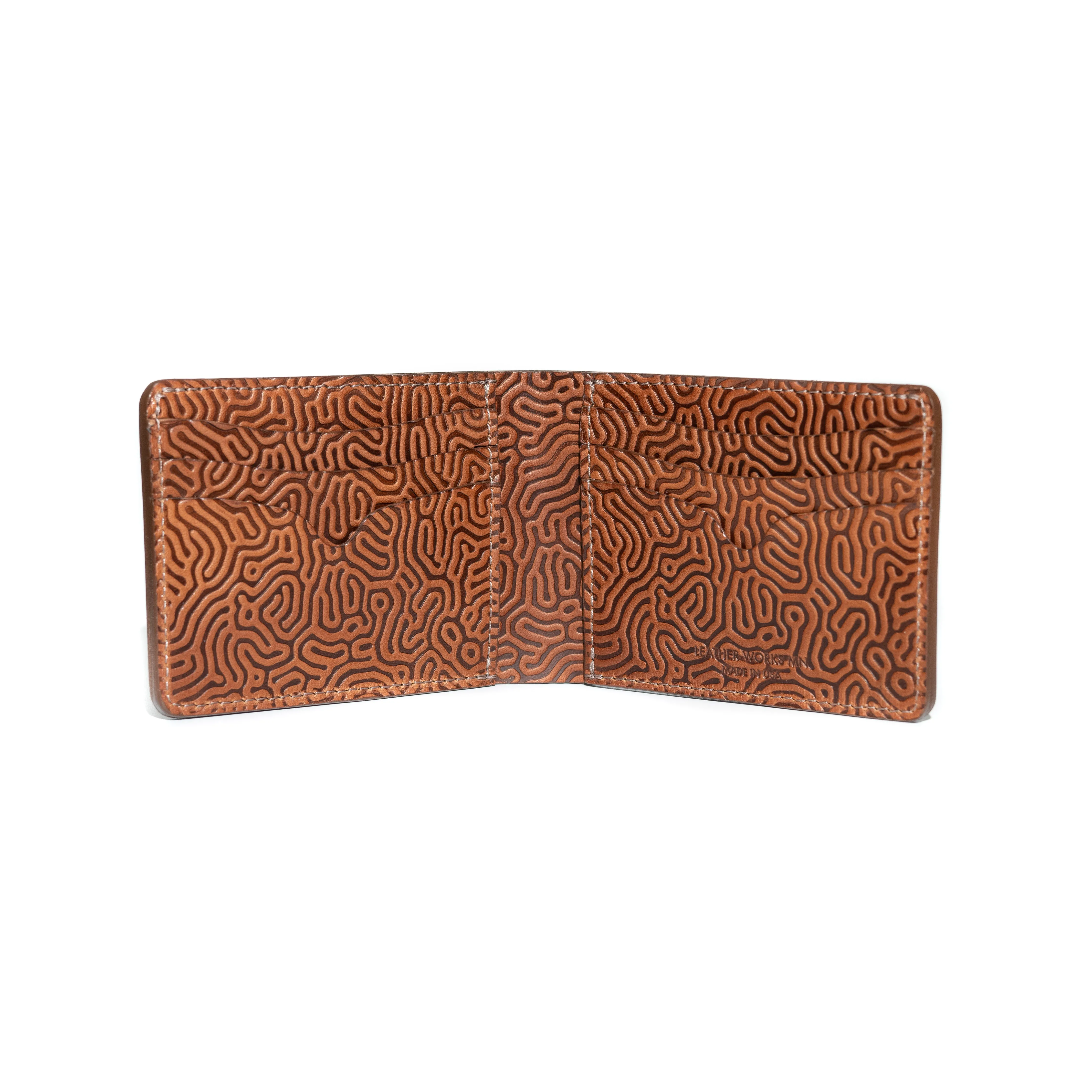 No. 9 Wallet - Saddel Tan - Coral Pattern