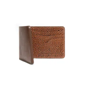 No. 9 Wallet - Saddel Tan - Coral Pattern