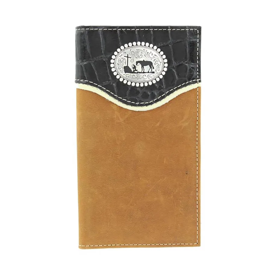 Nocona Croc Print Cowboy Concho Rodeo Leather Wallet