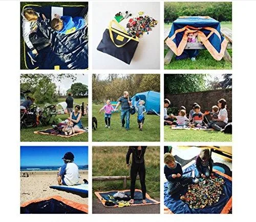 Outdoor Picnic Blanket,FLYMEI Portable Waterproof Sand Proof Beach /Camping Blanket and Travel Bag in One, Lightweight Picnic Mat with Shoulder Strap for Family Hiking Throw Sunbath Game (Grey)