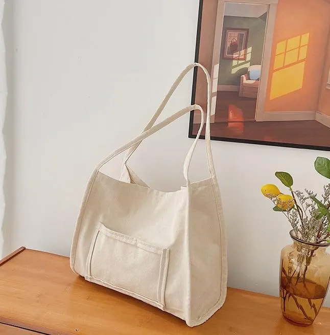 Oversize Functional Canvas Tote Bag | Shoulder Bag | Hobo Bag