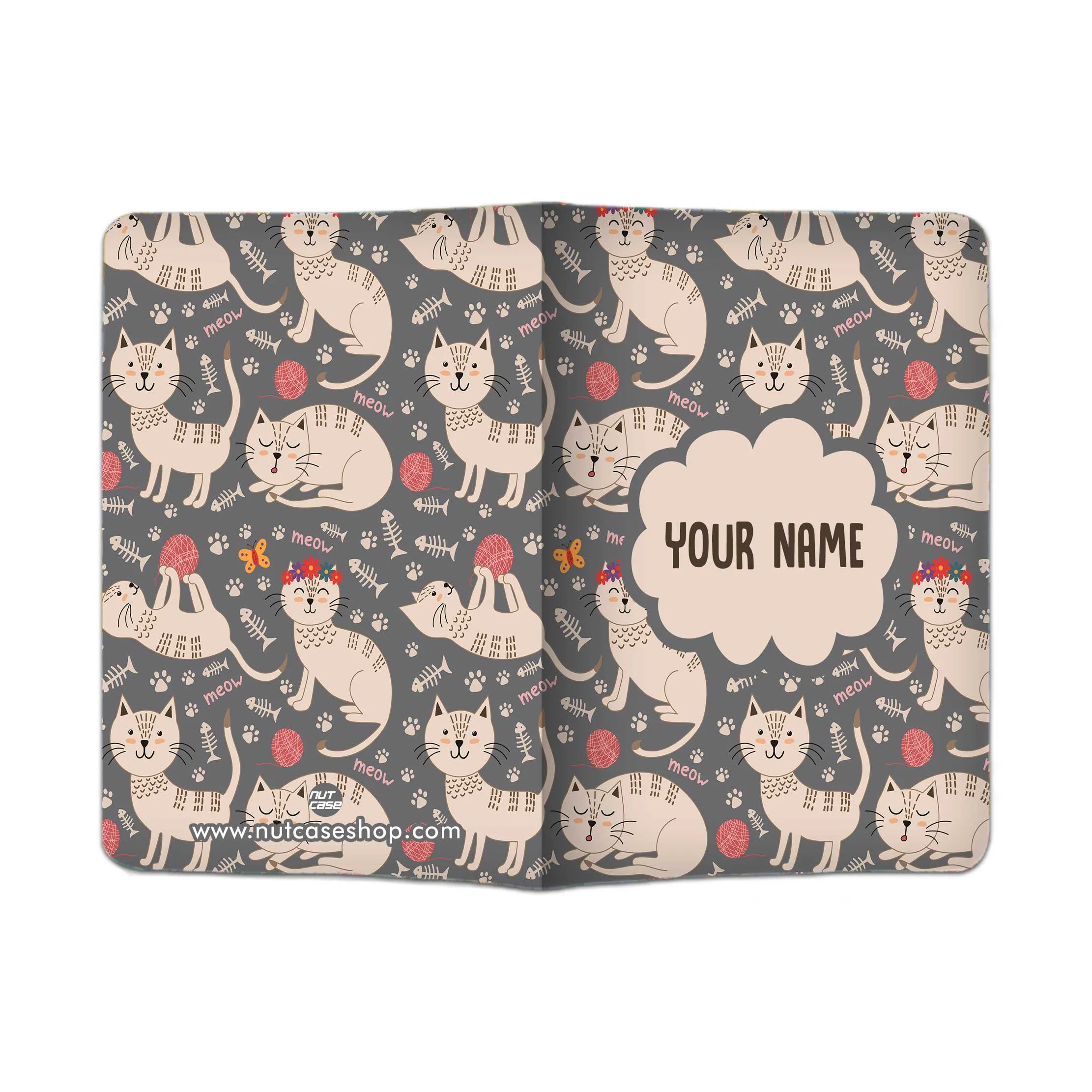 Personalised Passport Cover Luggage Tag Set - Cute Cat