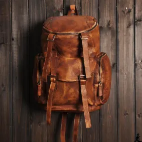 Personalized Leather Backpack Men Travel Backpack Hiking Rucksack Unisex Backpack Weekender Backpack