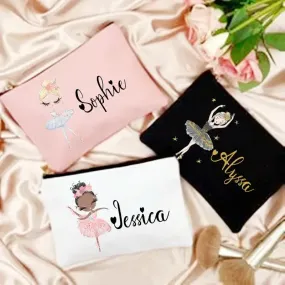 Personalized Name Dance Ballerina Girl Cosmetic Bag