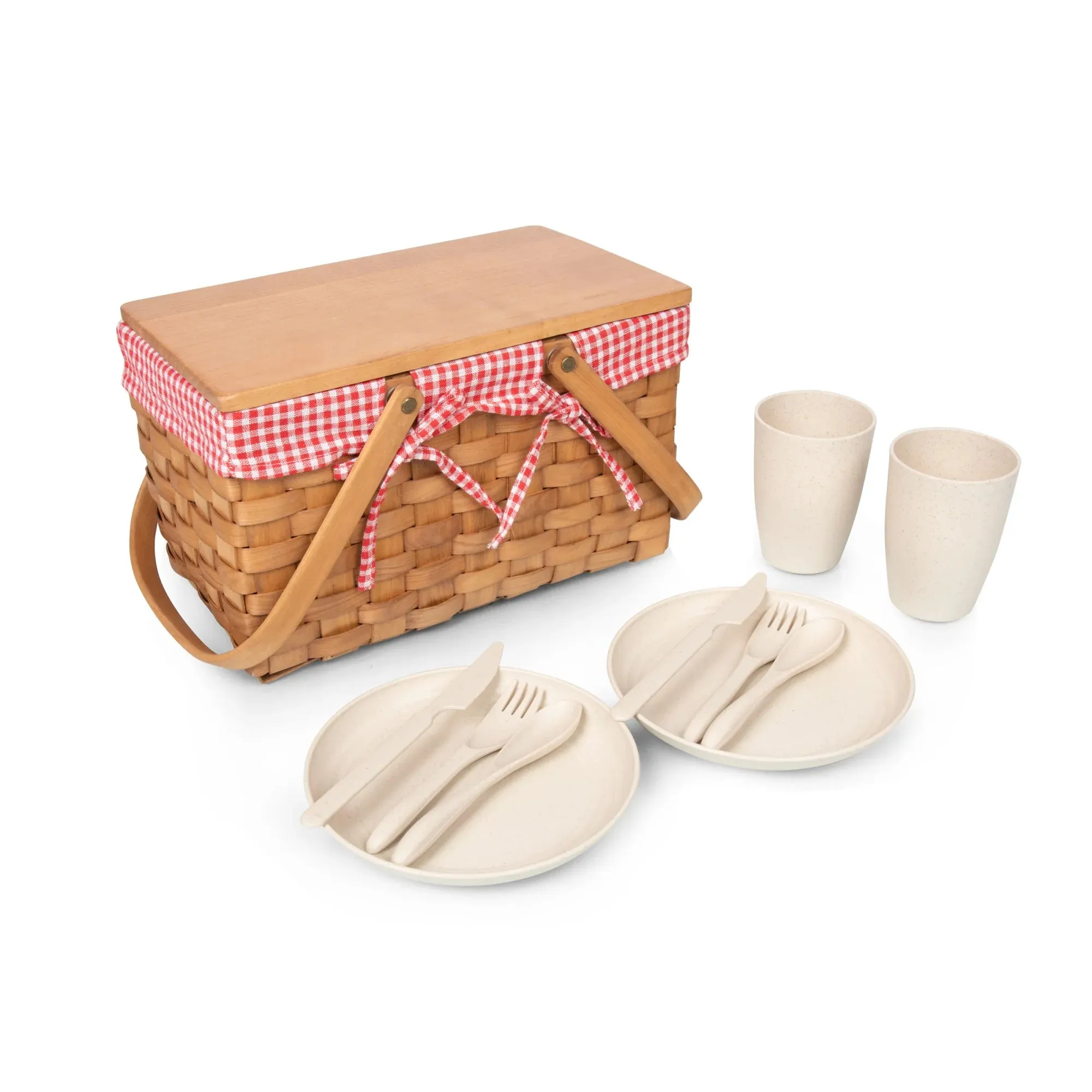 Piccola  Red & White Gingham Picnic Service for 2