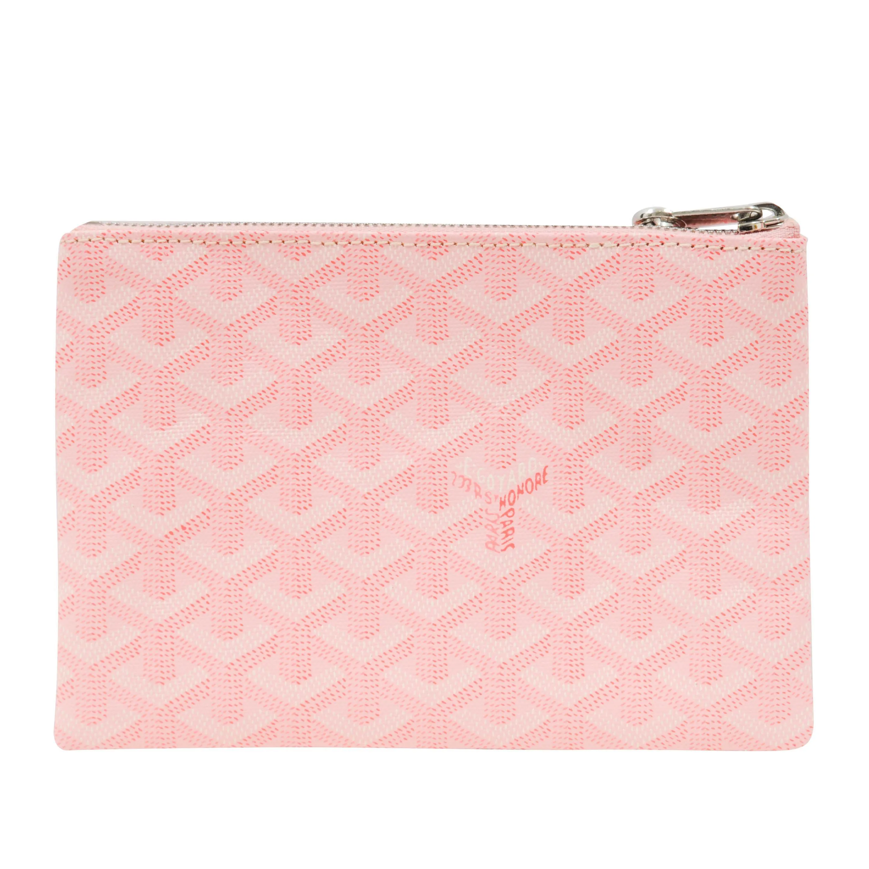 Pink Coated Canvas Senna MM Zipped Top Clutch Pouch Wallet Bag