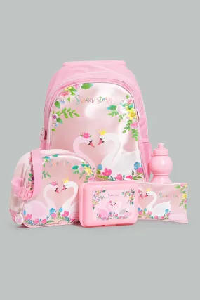 Pink Swan Story Trolley Bag Set (4 Pieces)