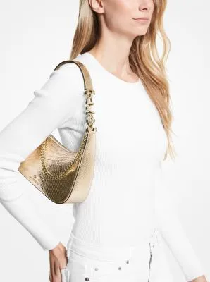 Piper Small Metallic Snake Embossed Leather Shoulder Bag | 55808