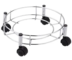 Planet High Grade Stainless Steel Cylinder Trolley with Movable Wheels/Gas Trolley/ gas cylinder trolley with wheels/Cylinder Stand/Easy to Move (Black-Silver, Pack of 1)