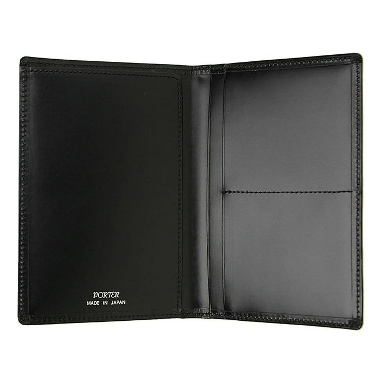 Porter-Yoshida & Co. PS LEATHER WALLET PASSPORT CASE (GLASS LEATHER Ver.) - ORANGE x KHAKI