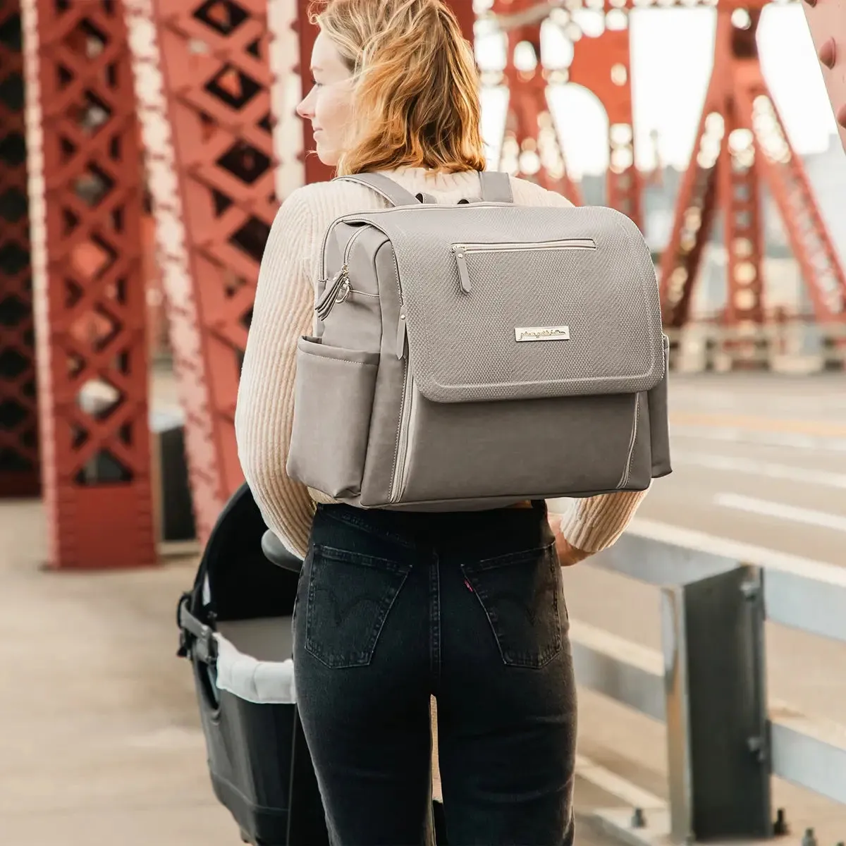 PPB - Boxy Backpack Deluxe - Sand Cable Stitch Leatherette