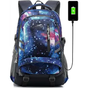 ProEtrade Backpack Bookbag for School College Student Travel Business with USB Charging Port | Galaxy