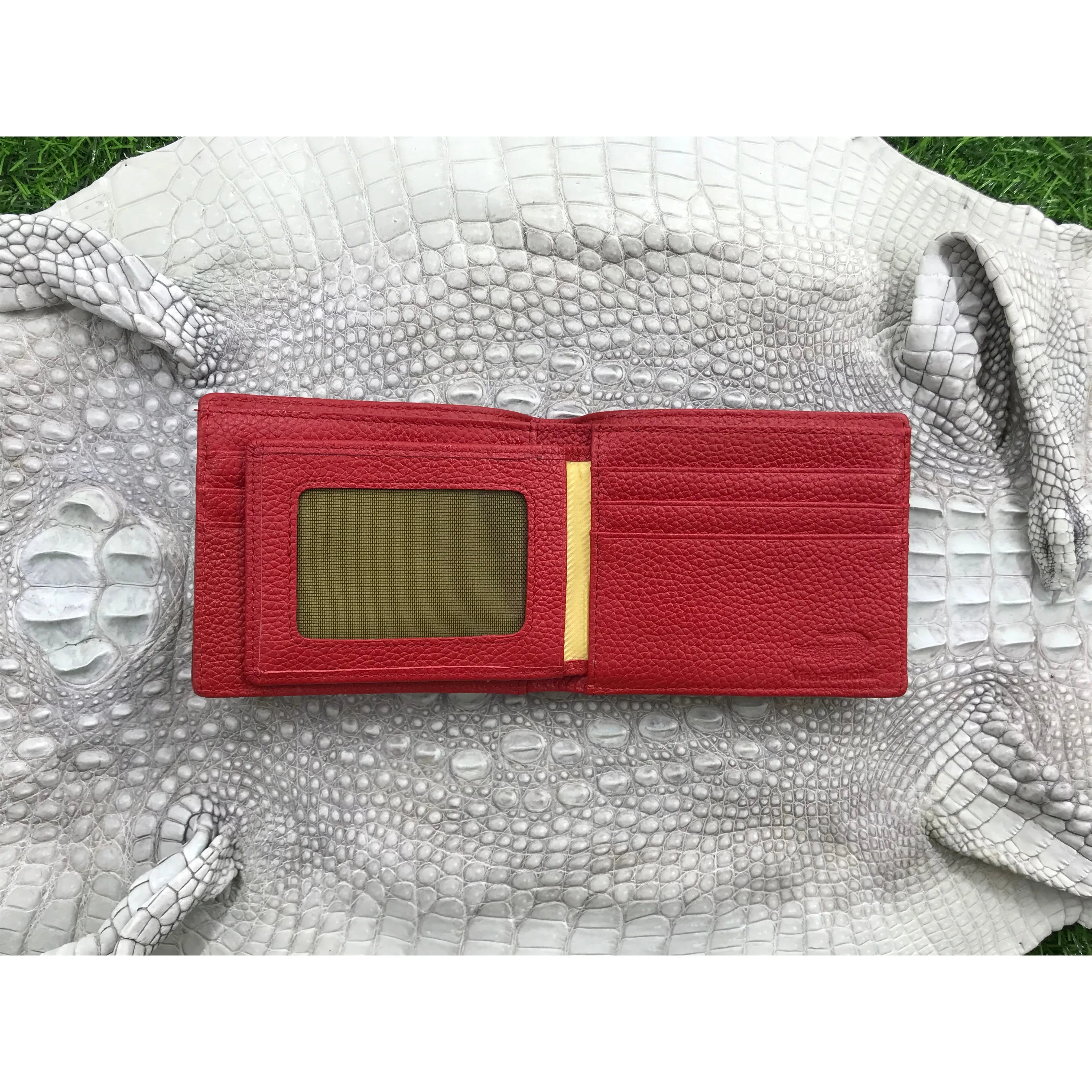 Red Burgundy Alligator Skin Bifold Wallet For Men | Handmade Crocodile Leather Wallet RFID Blocking | VL4537