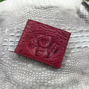 Red Burgundy Alligator Skin Bifold Wallet For Men | Handmade Crocodile Leather Wallet RFID Blocking | VL4537