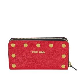 Red Interchangeable Italian Pebbled Leather Wallet