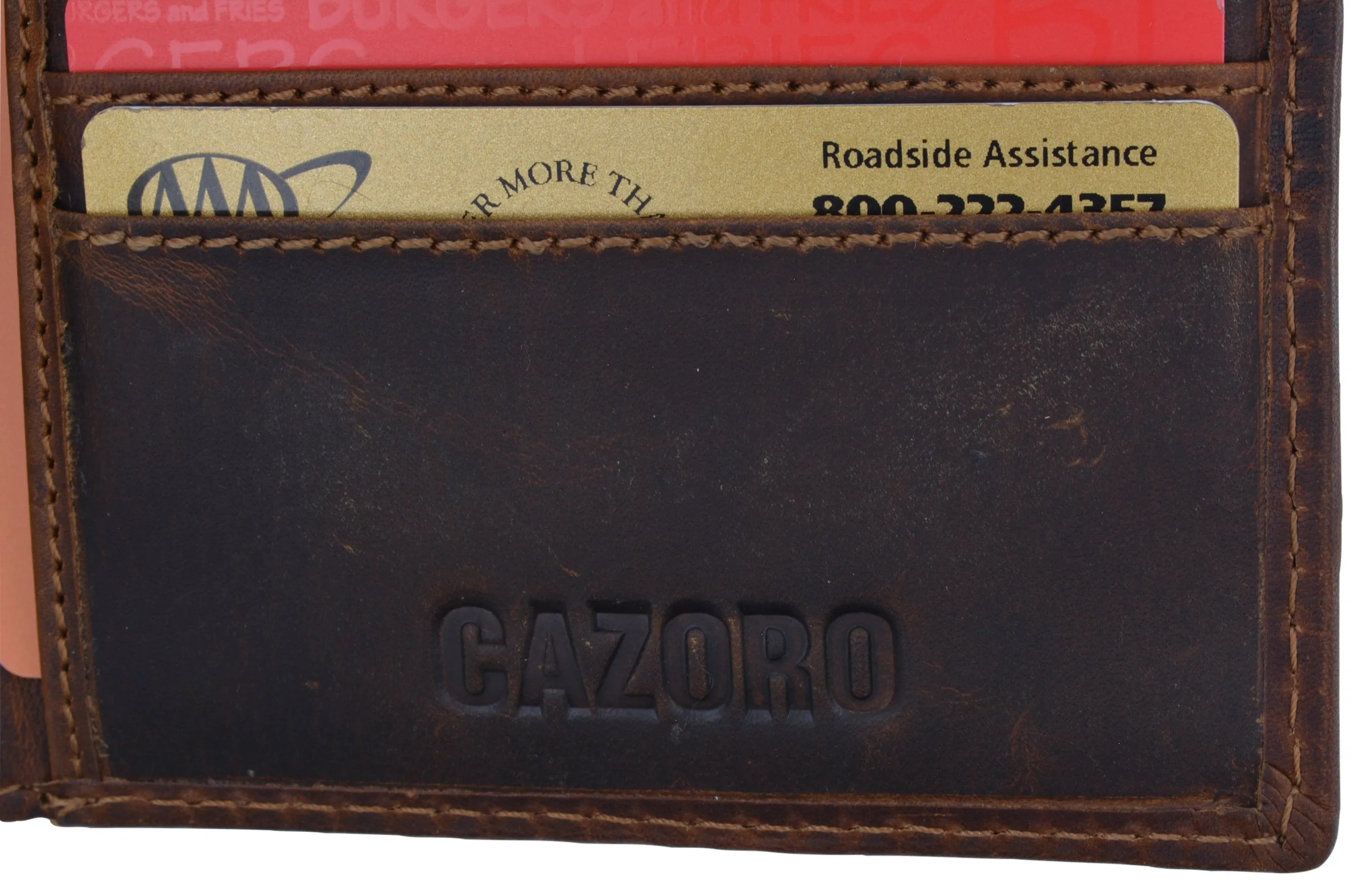 RFID Men's Distress Vintage Leather Men's Slim Hipster Bifold Euro Wallet by Cazoro 612502RHU