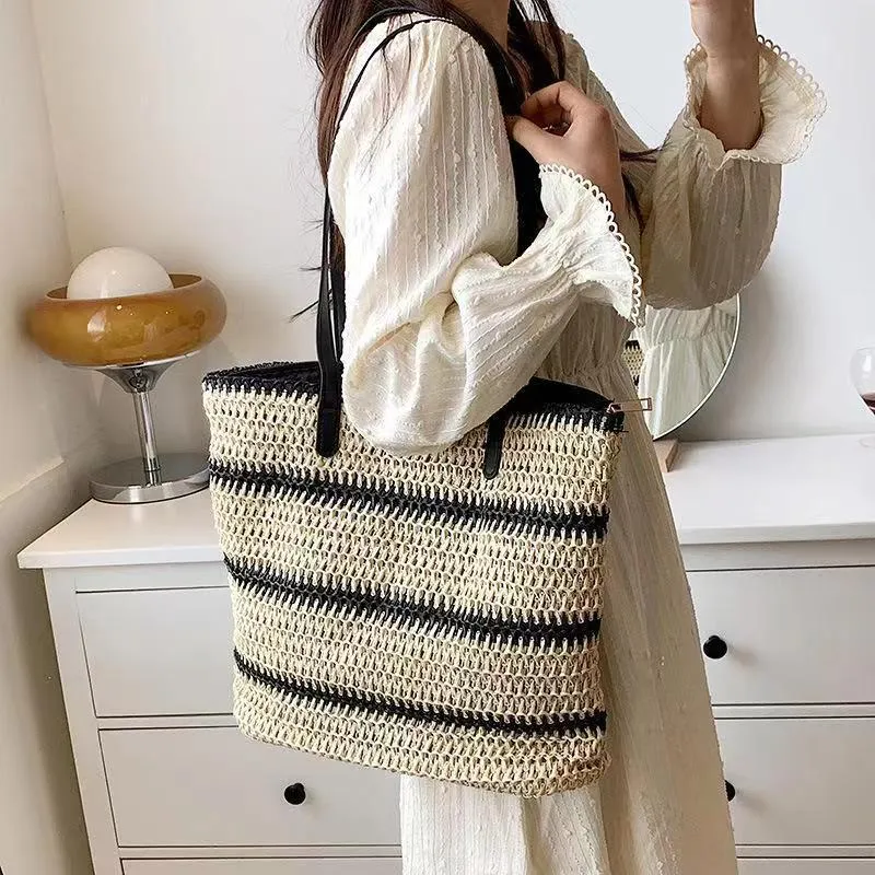 Riviera Rattan Crochet Tote Bag